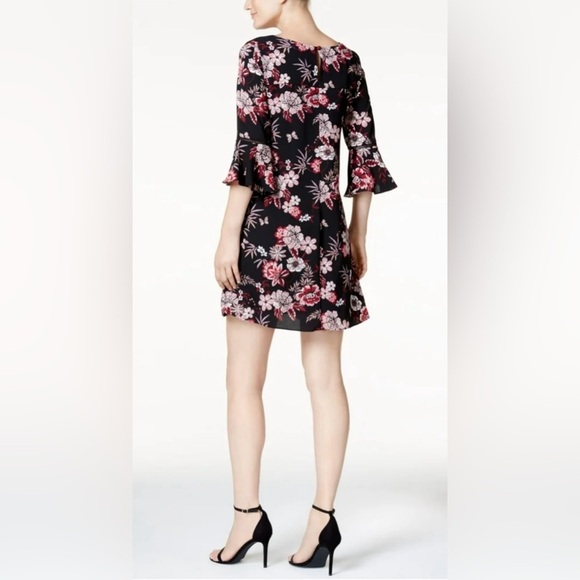 Jessica Howard Women’s Black Maroon Floral Sheath Dress Size 6 Lined Above Knee - Picture 5 of 7